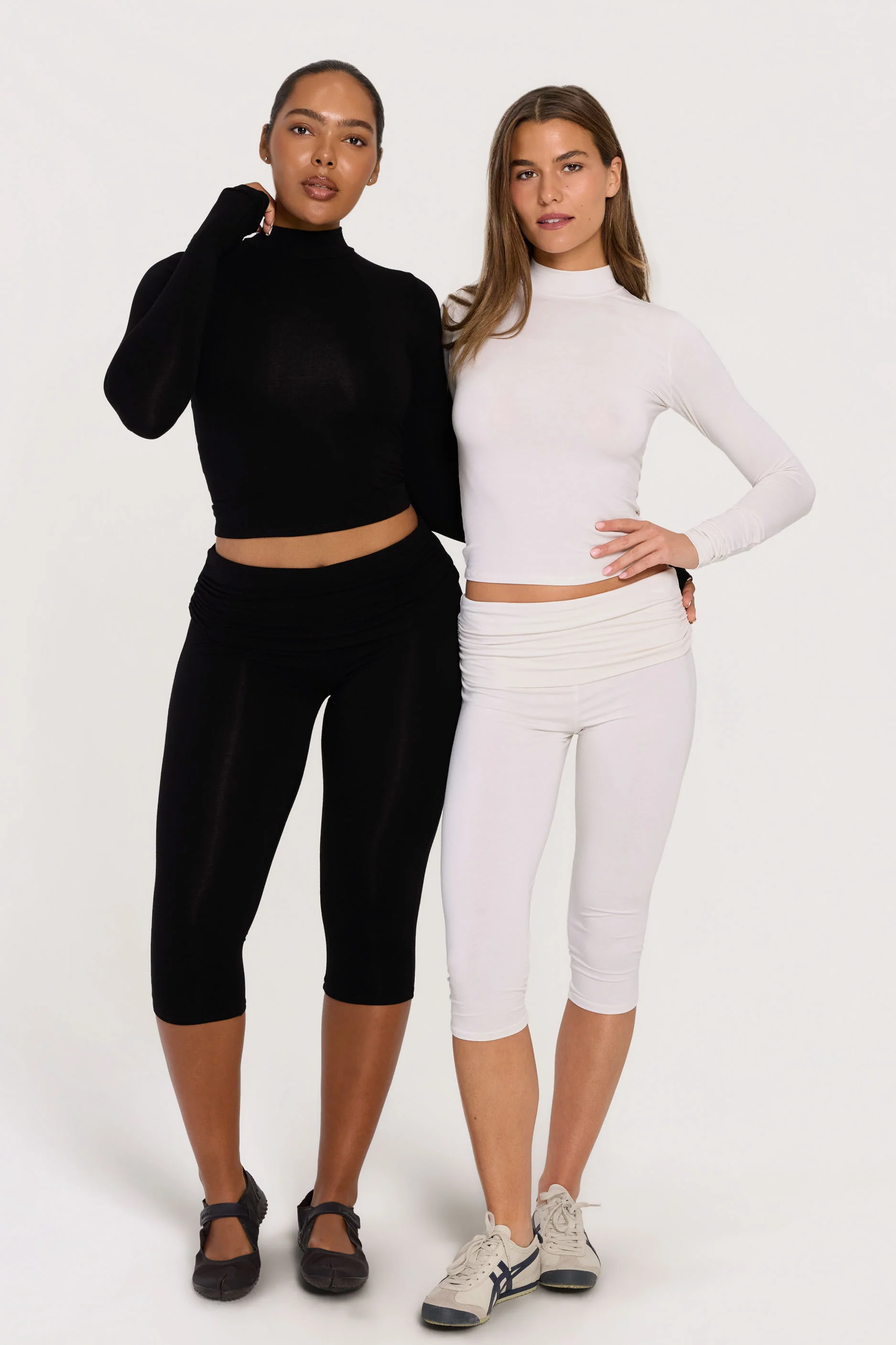 Capri Fold Over Pants - Cream - Image 7
