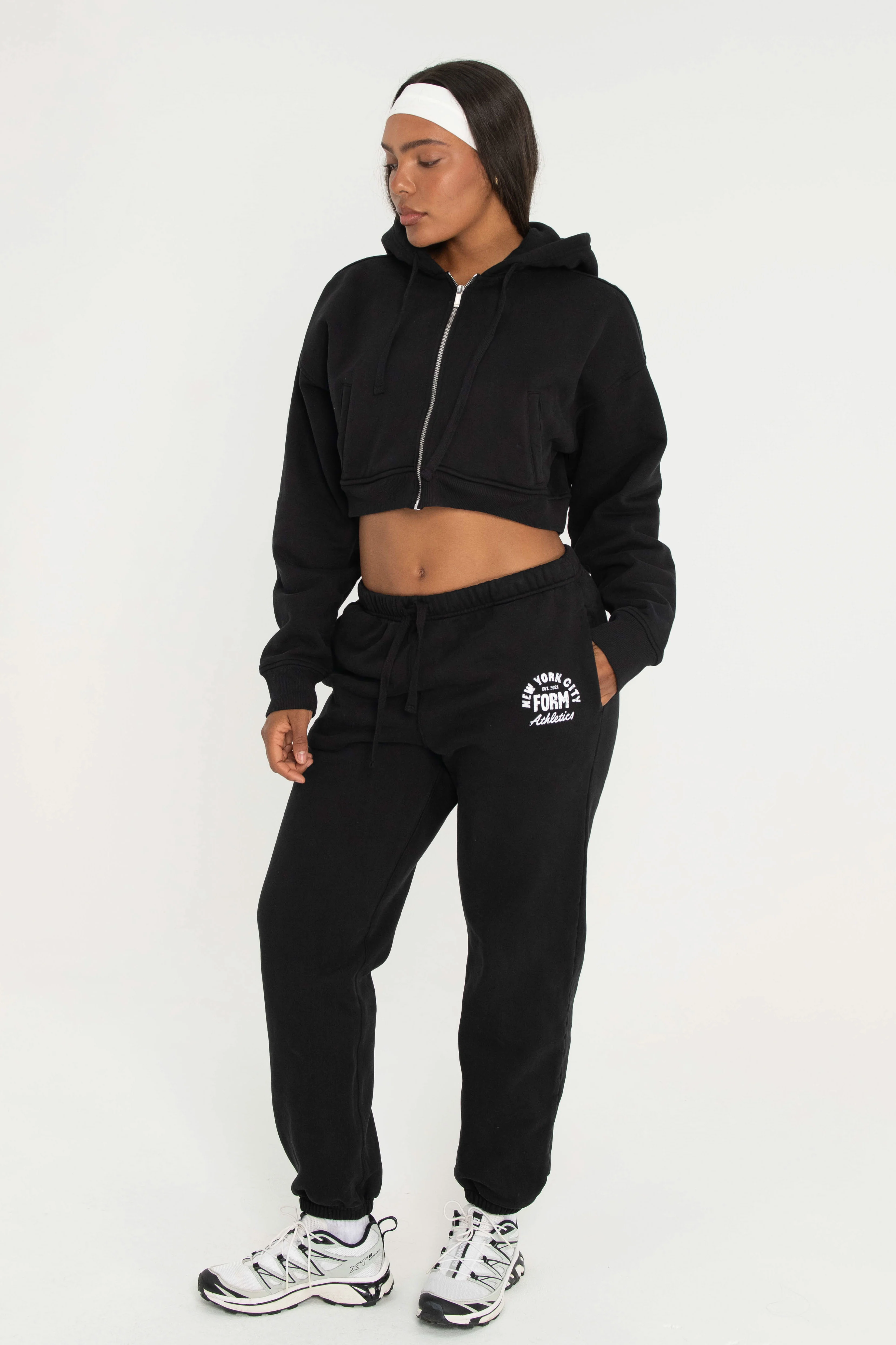 Cropped Zip Up - Black - Image 3
