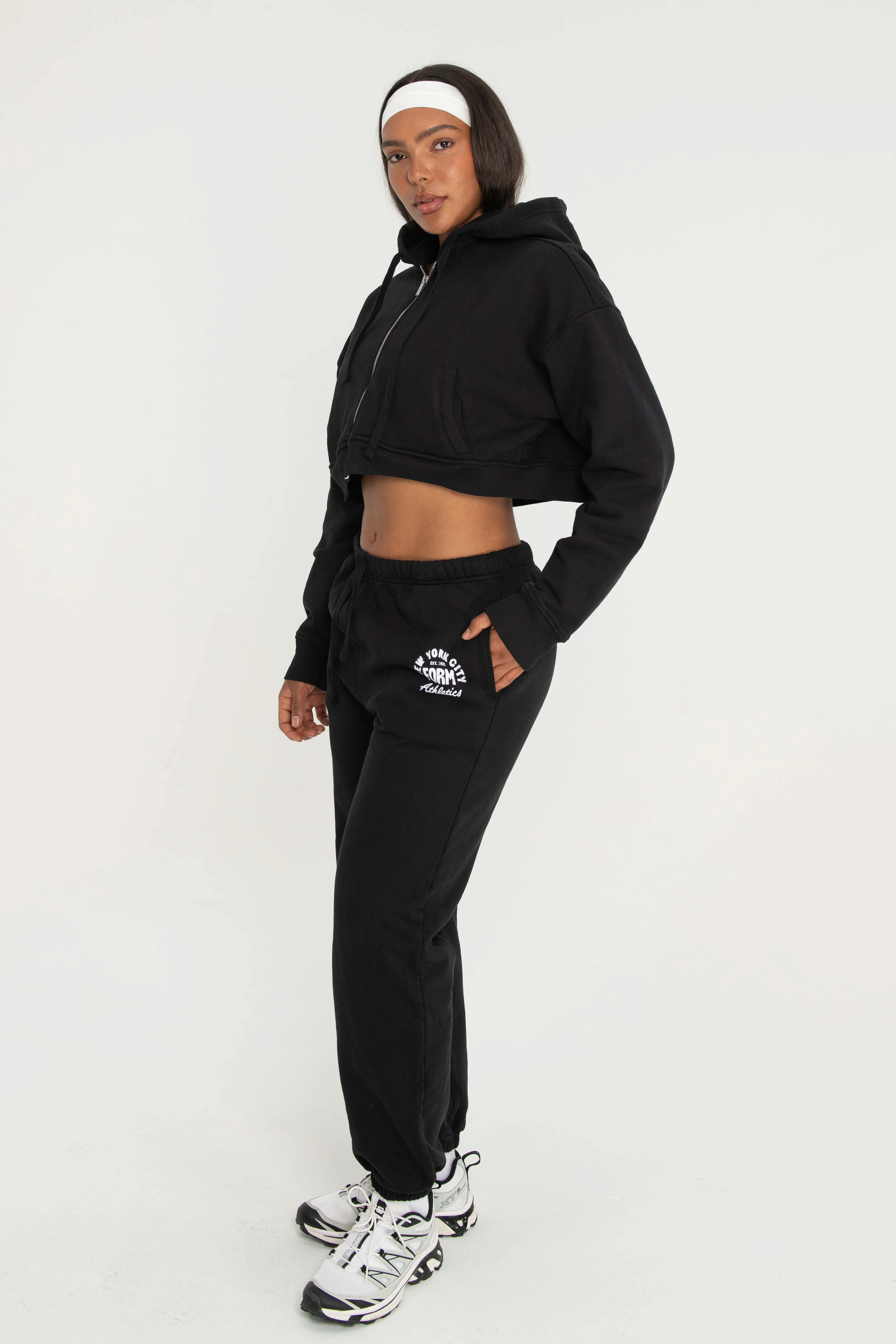 Cropped Zip Up - Black - Image 4