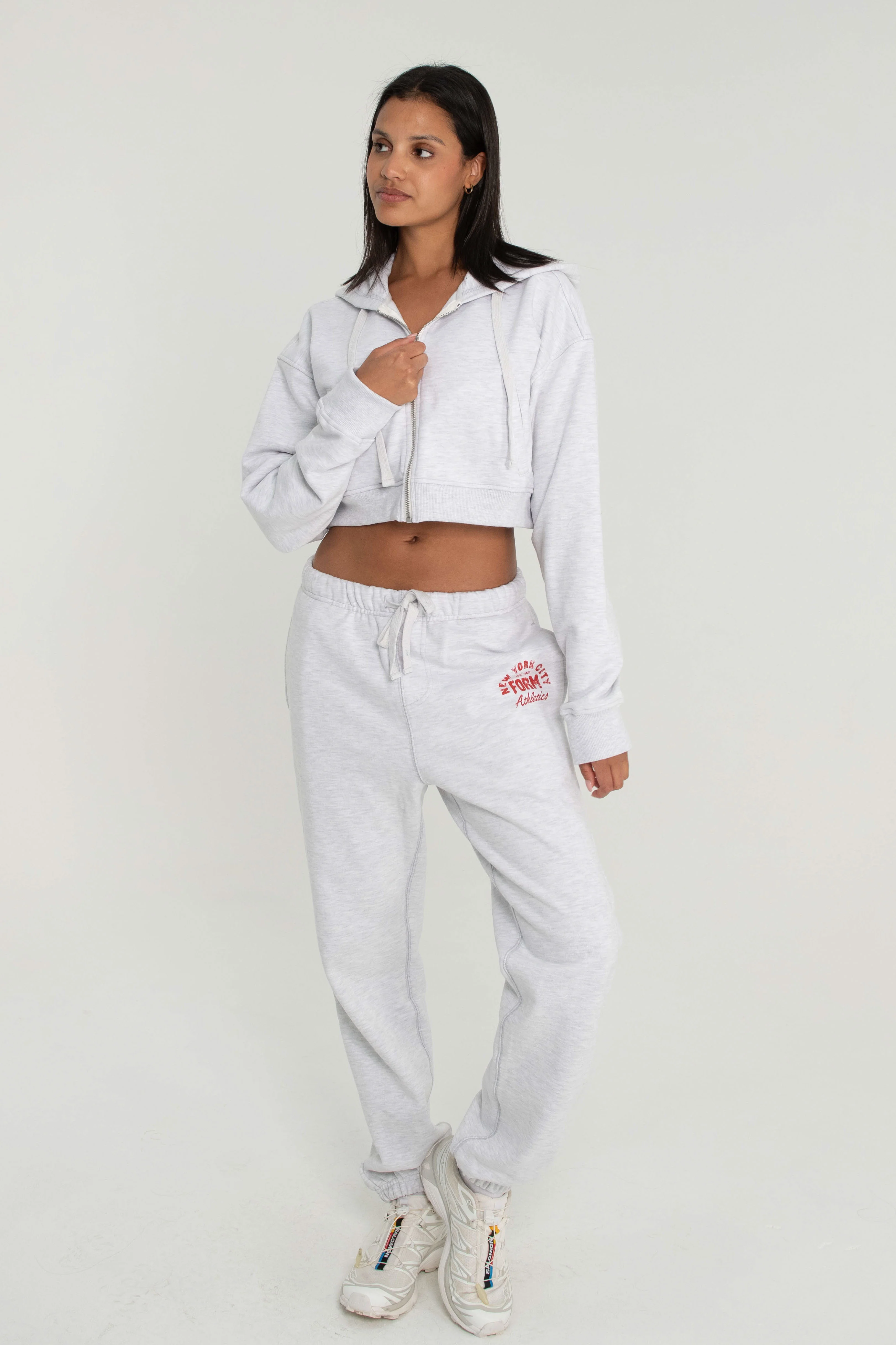 Cropped Zip Up - Heather Grey - Image 3