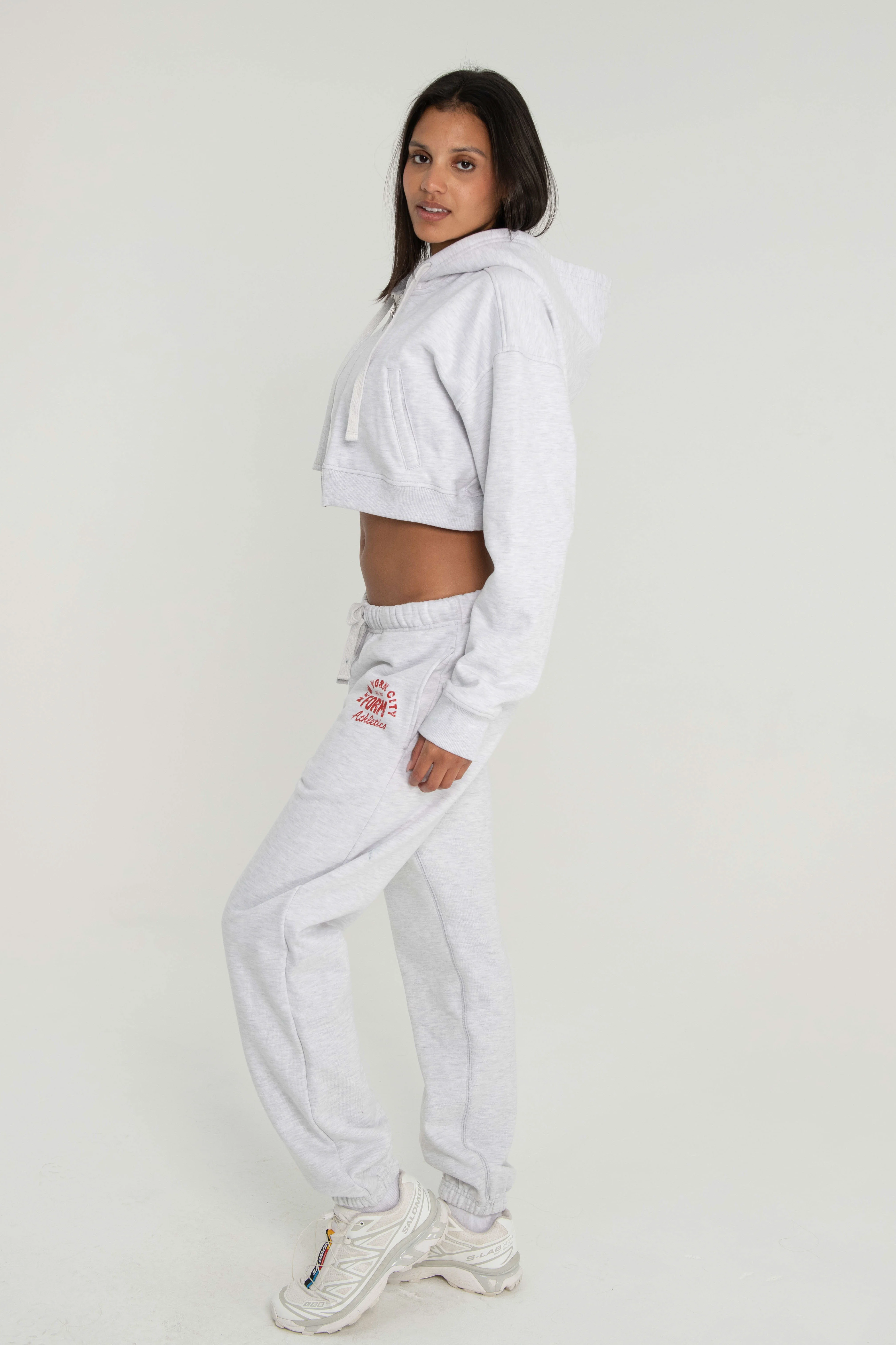 Cropped Zip Up - Heather Grey - Image 4