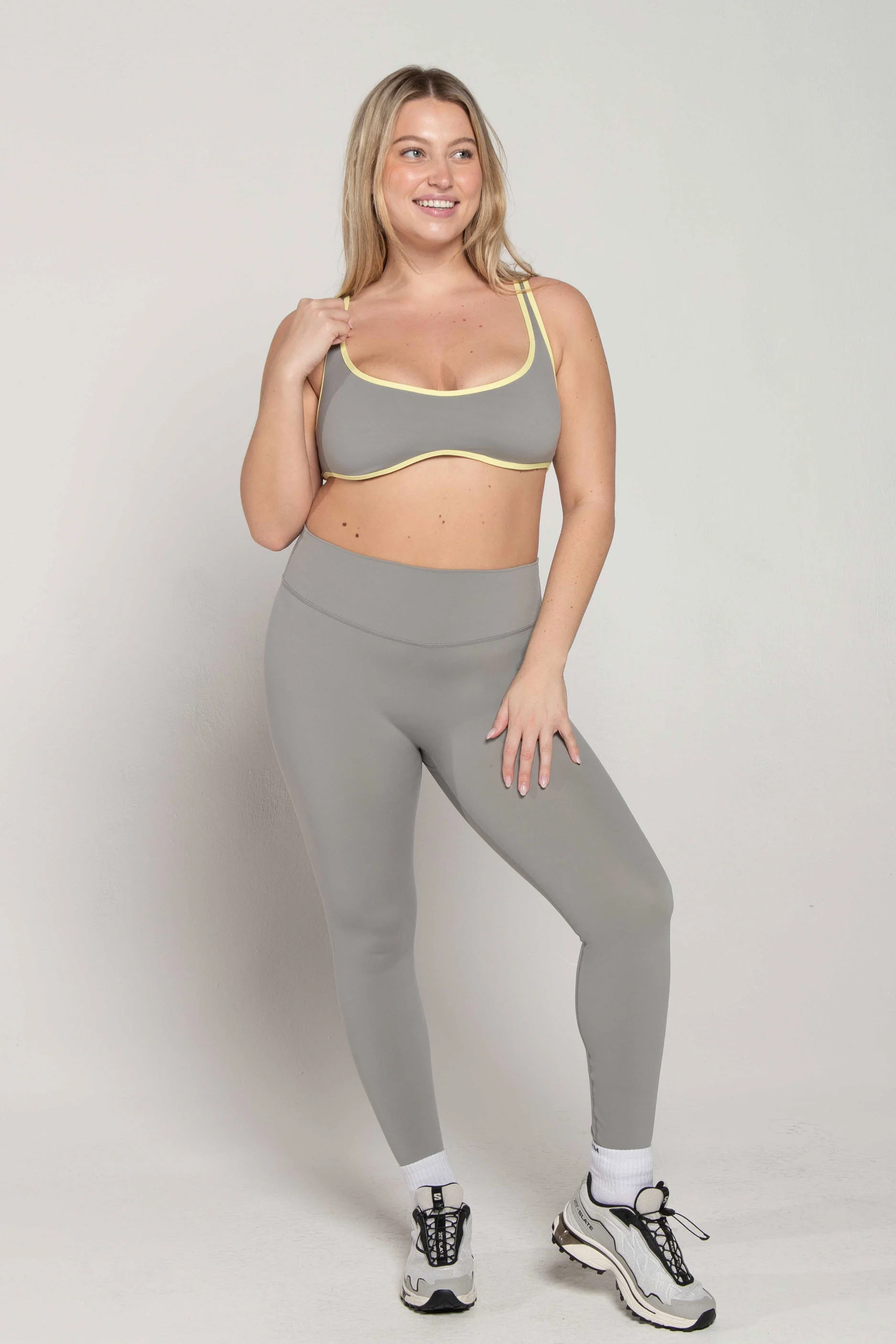 Curved Hem Bra - Slate/Lemon - Image 5
