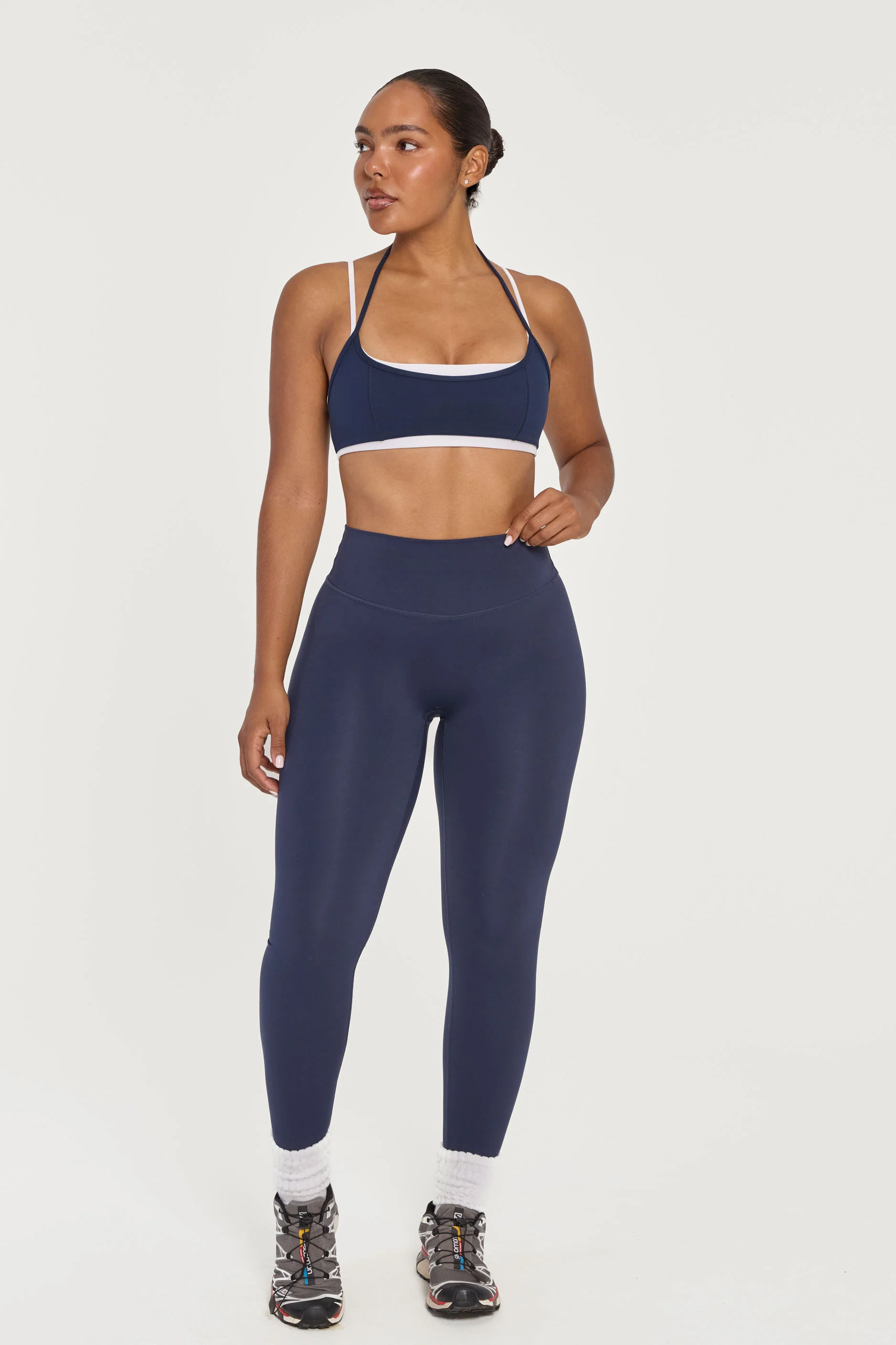 Halter Layered Bra - Navy/White - Image 5