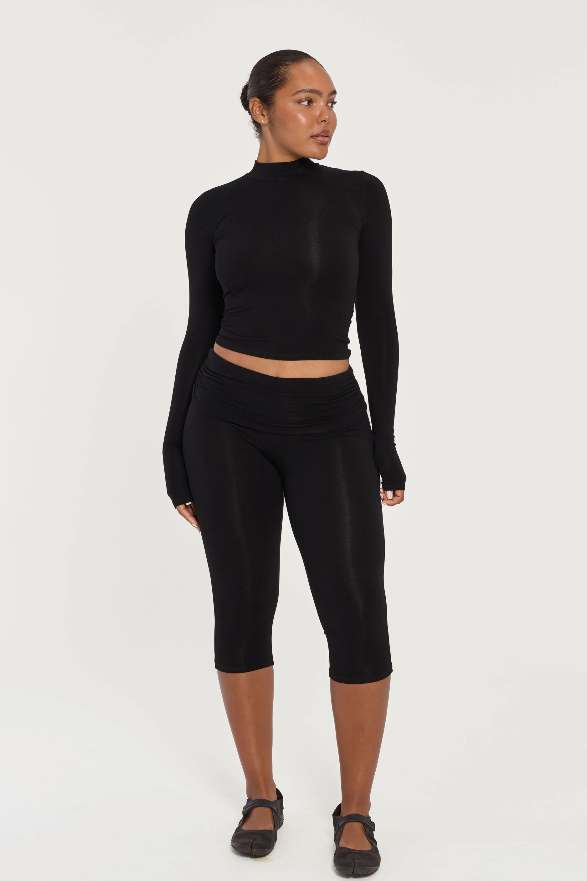 Mock Neck Long Sleeve - Black - Image 3