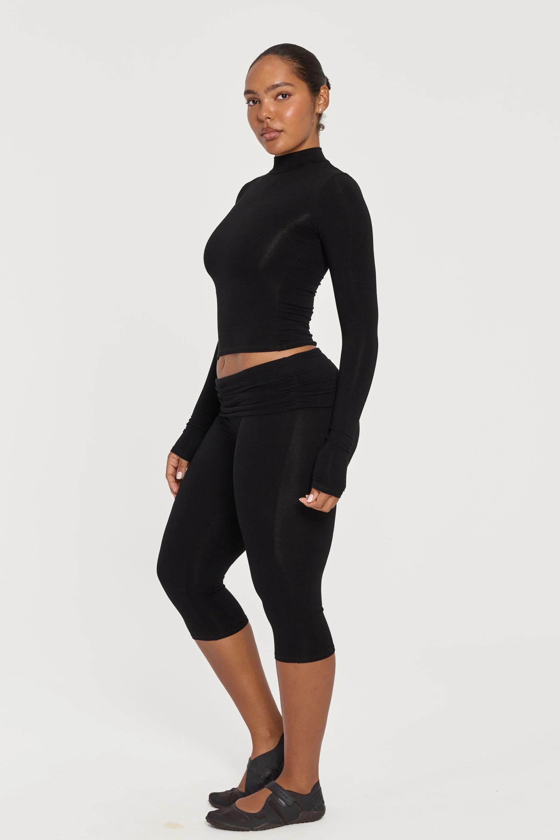 Mock Neck Long Sleeve - Black - Image 4