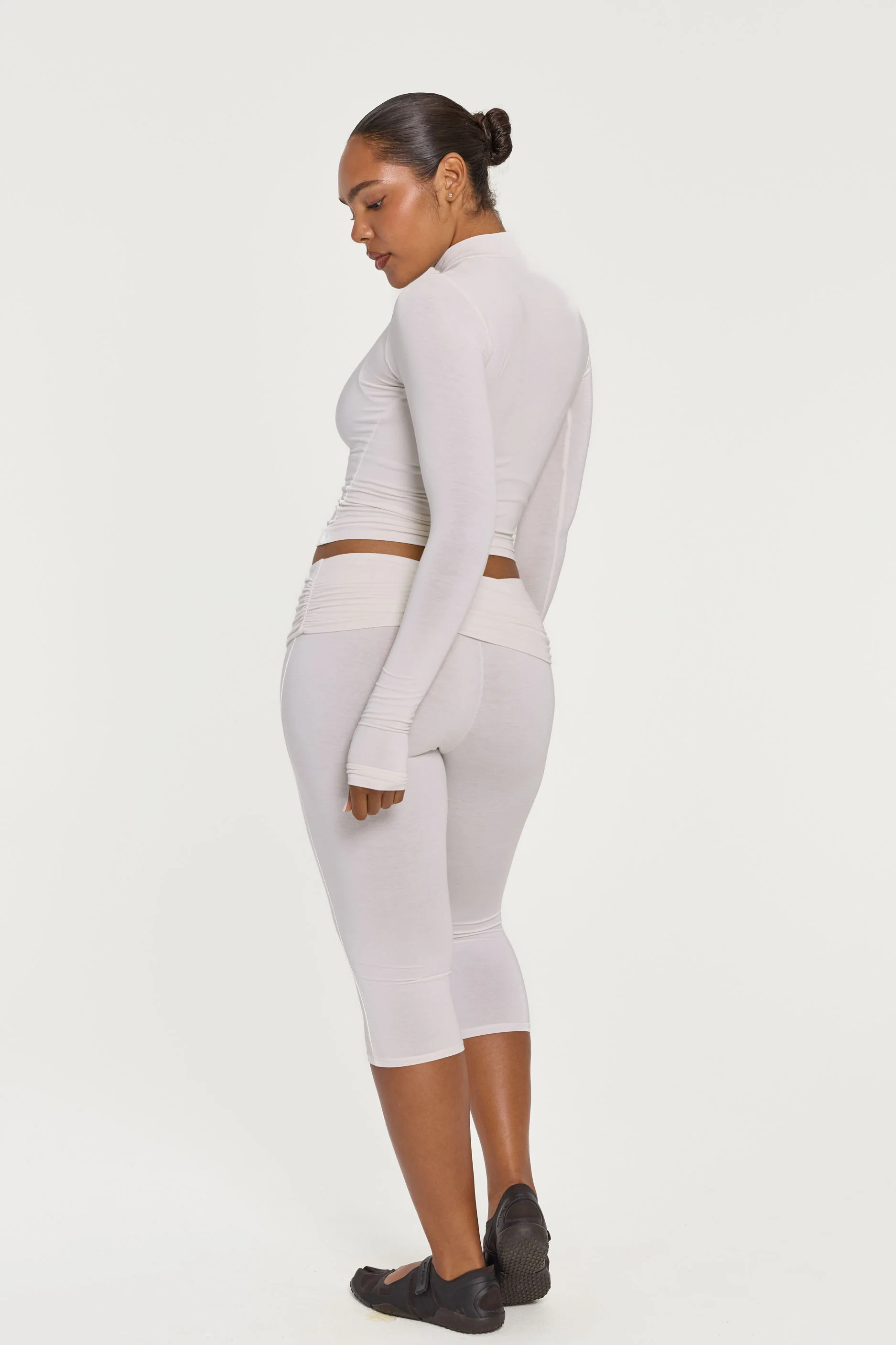 Mock Neck Long Sleeve - Cream - Image 3