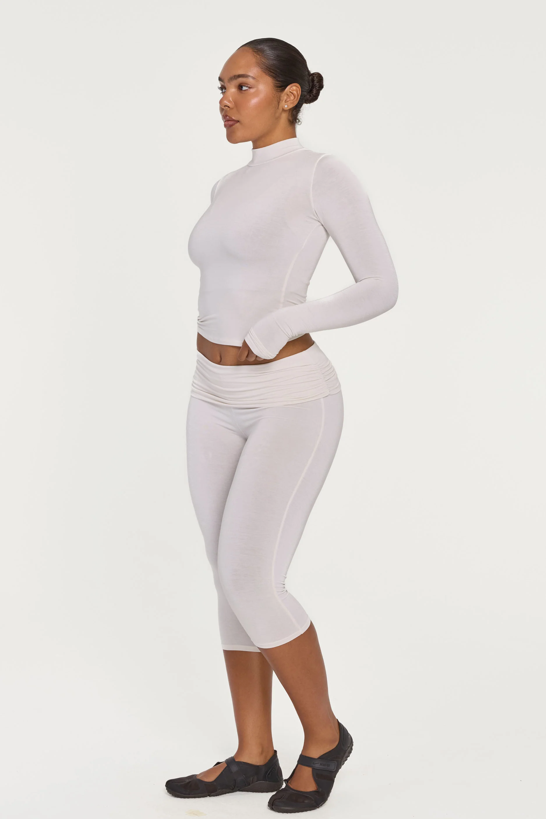 Mock Neck Long Sleeve - Cream - Image 4