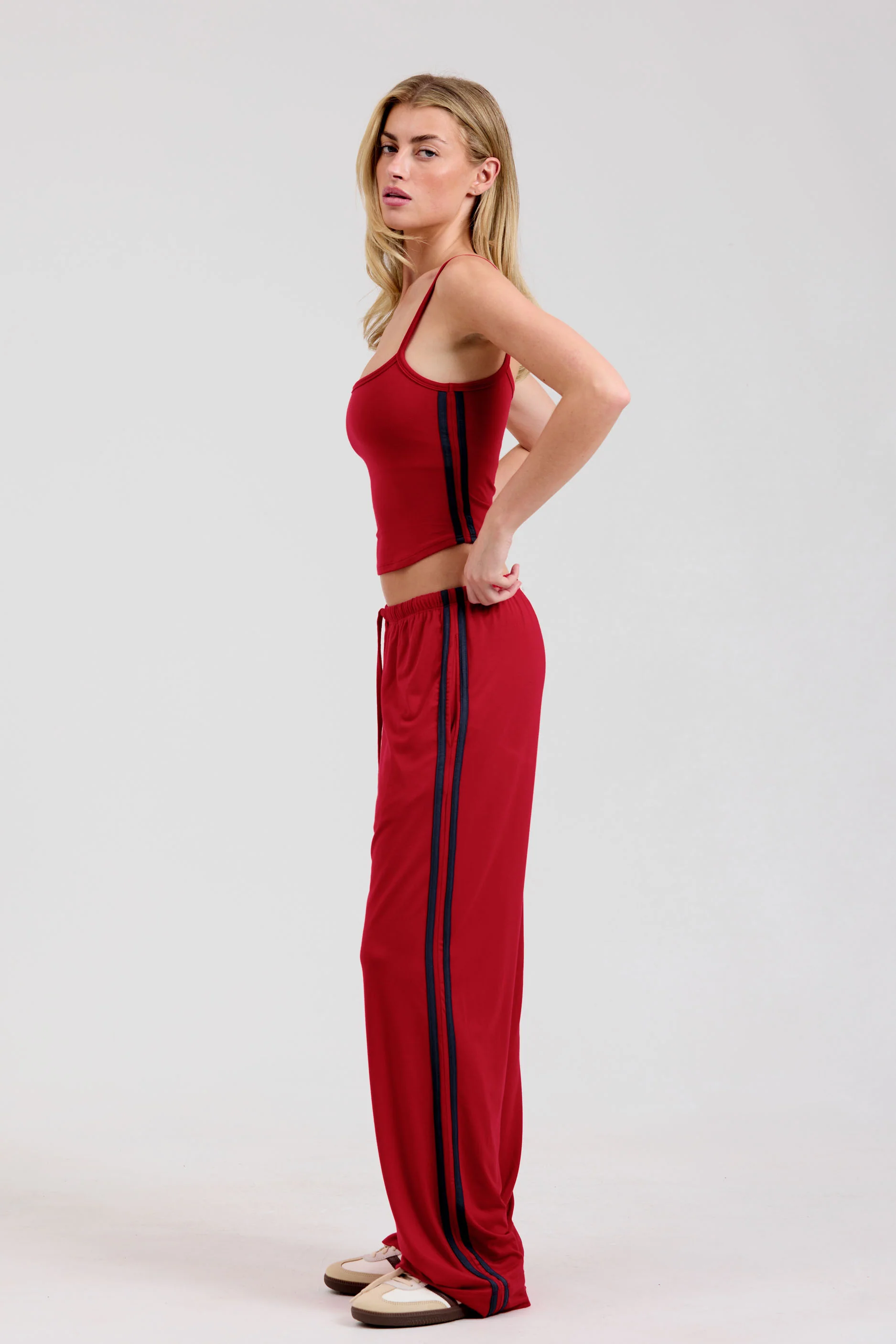Stripe Lounge Pants - Cherry/Navy - Image 3