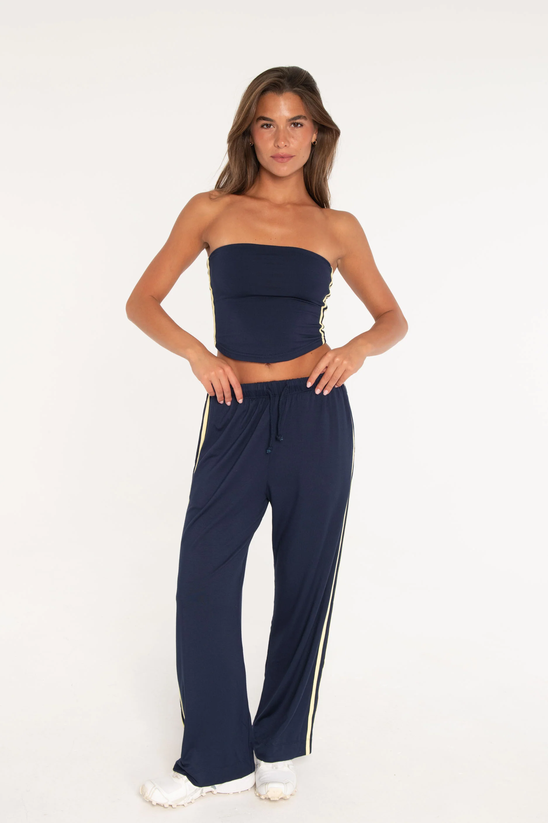 Stripe Tube Top - Navy/Lemon - Image 3