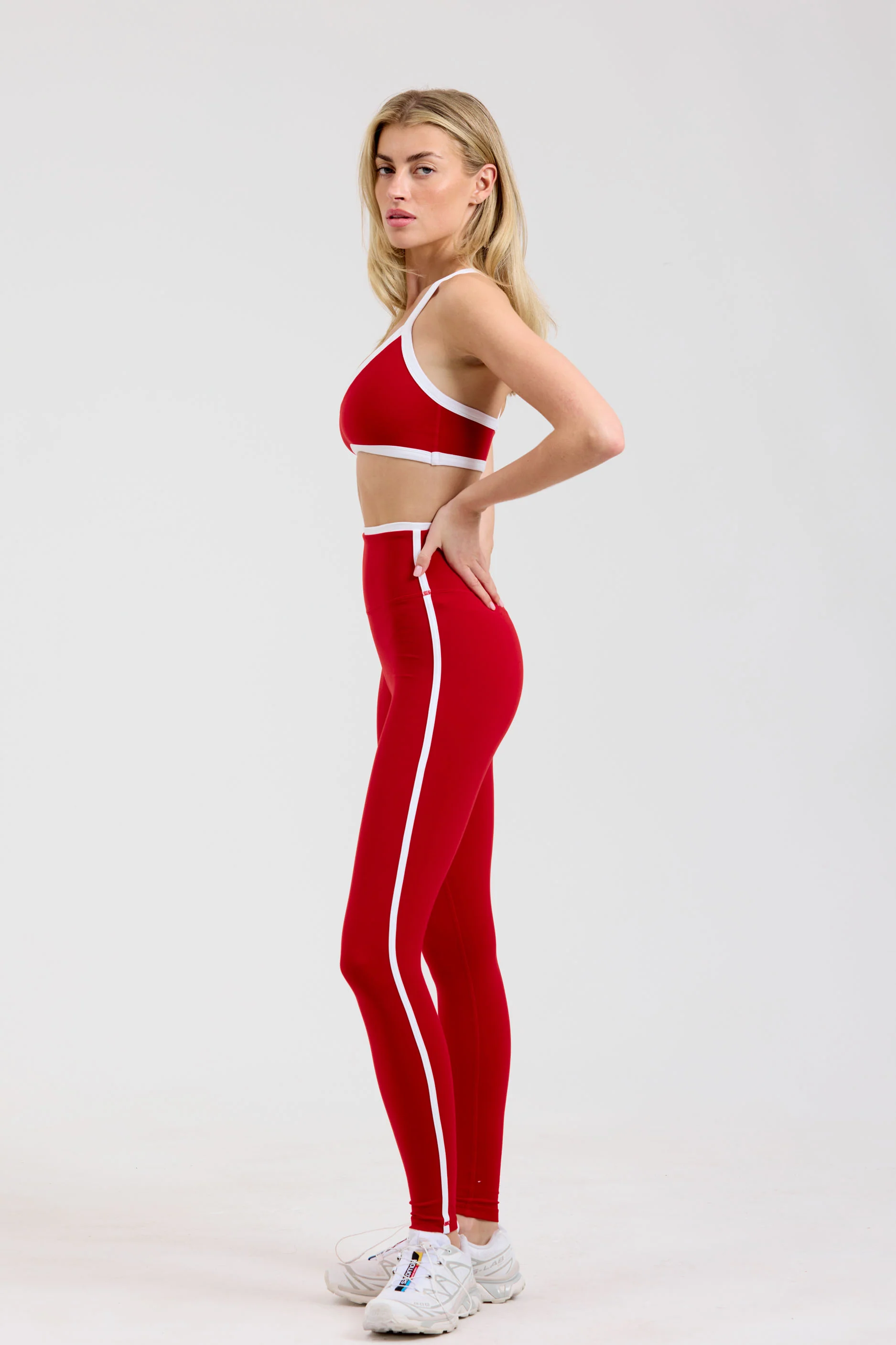 Two Tone Leggings - Cherry/White - Image 4