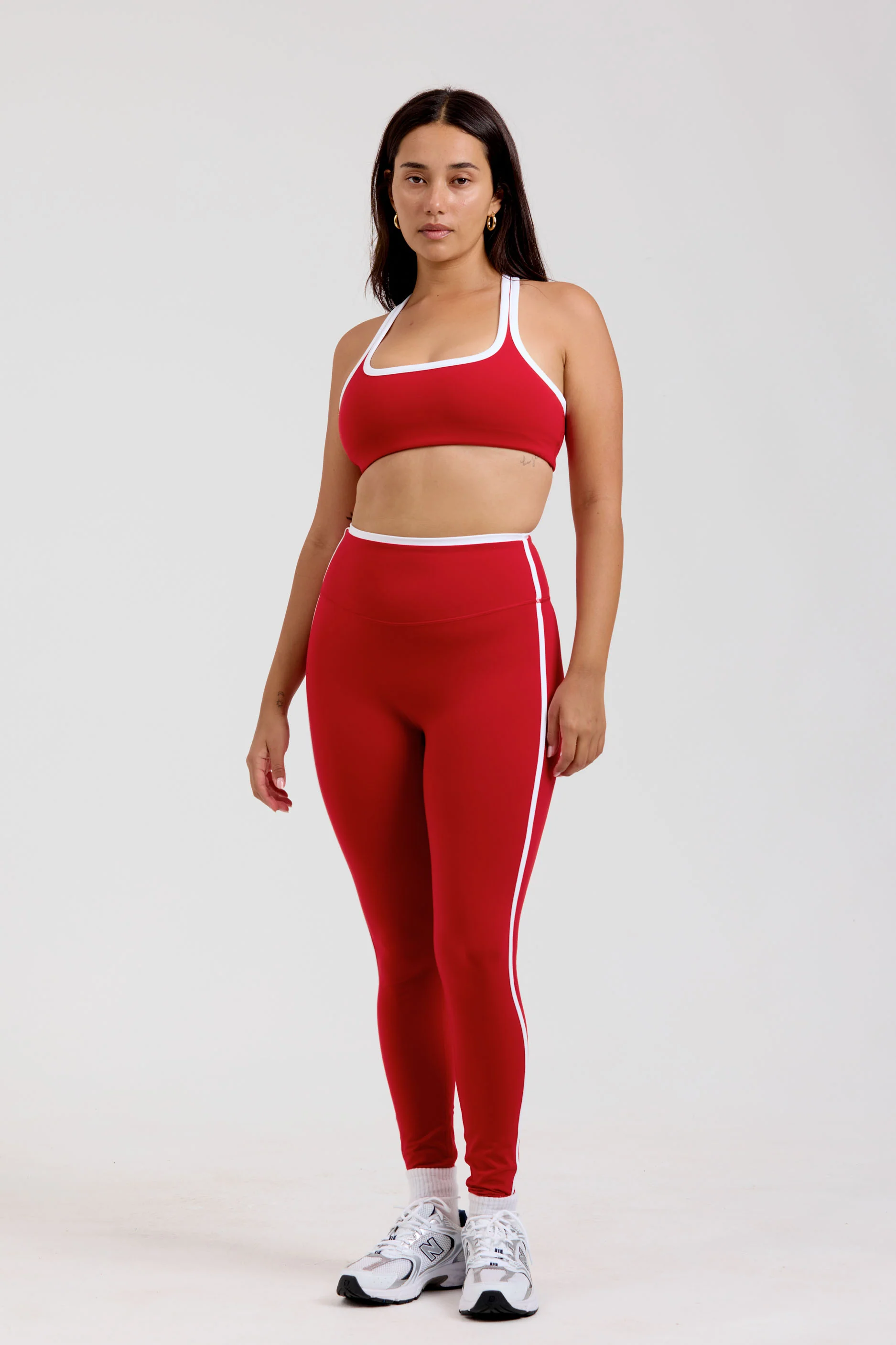 Two Tone Leggings - Cherry/White - Image 5