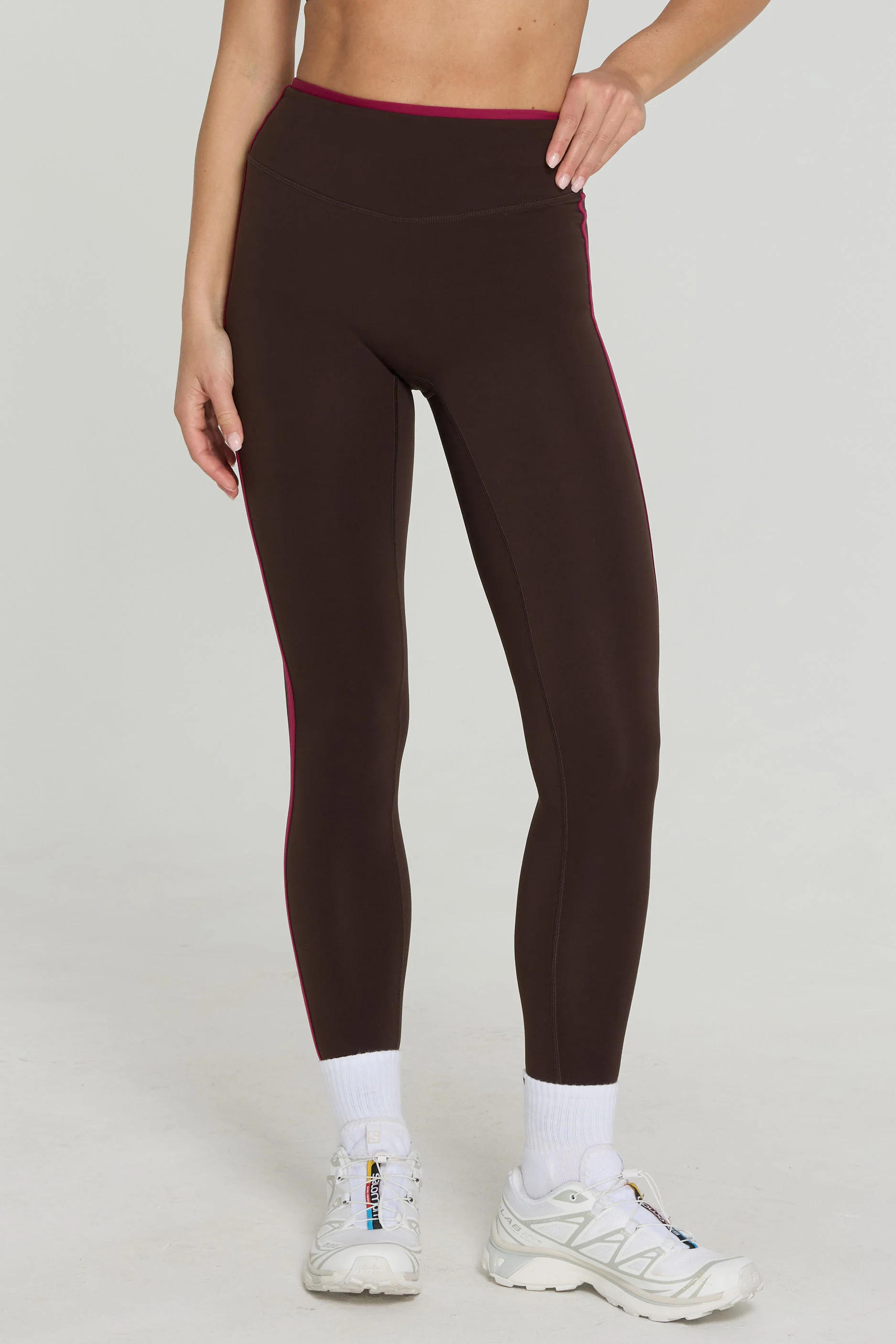 Two Tone Leggings - Espresso/Crush