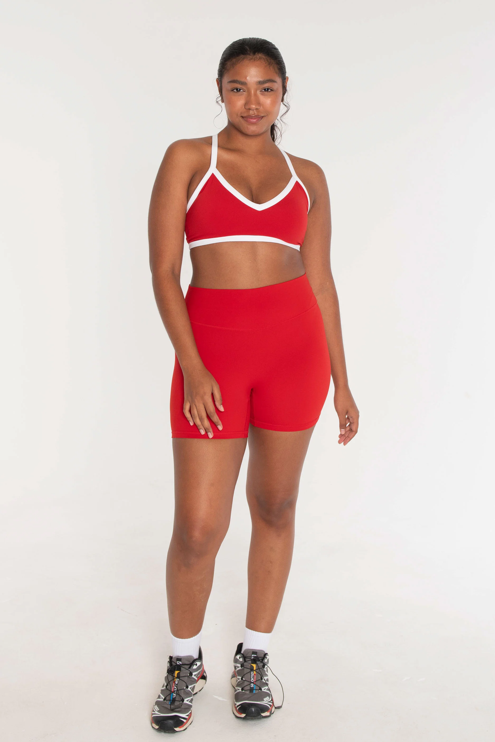 V-Neck Bra - Cherry/White - Image 3