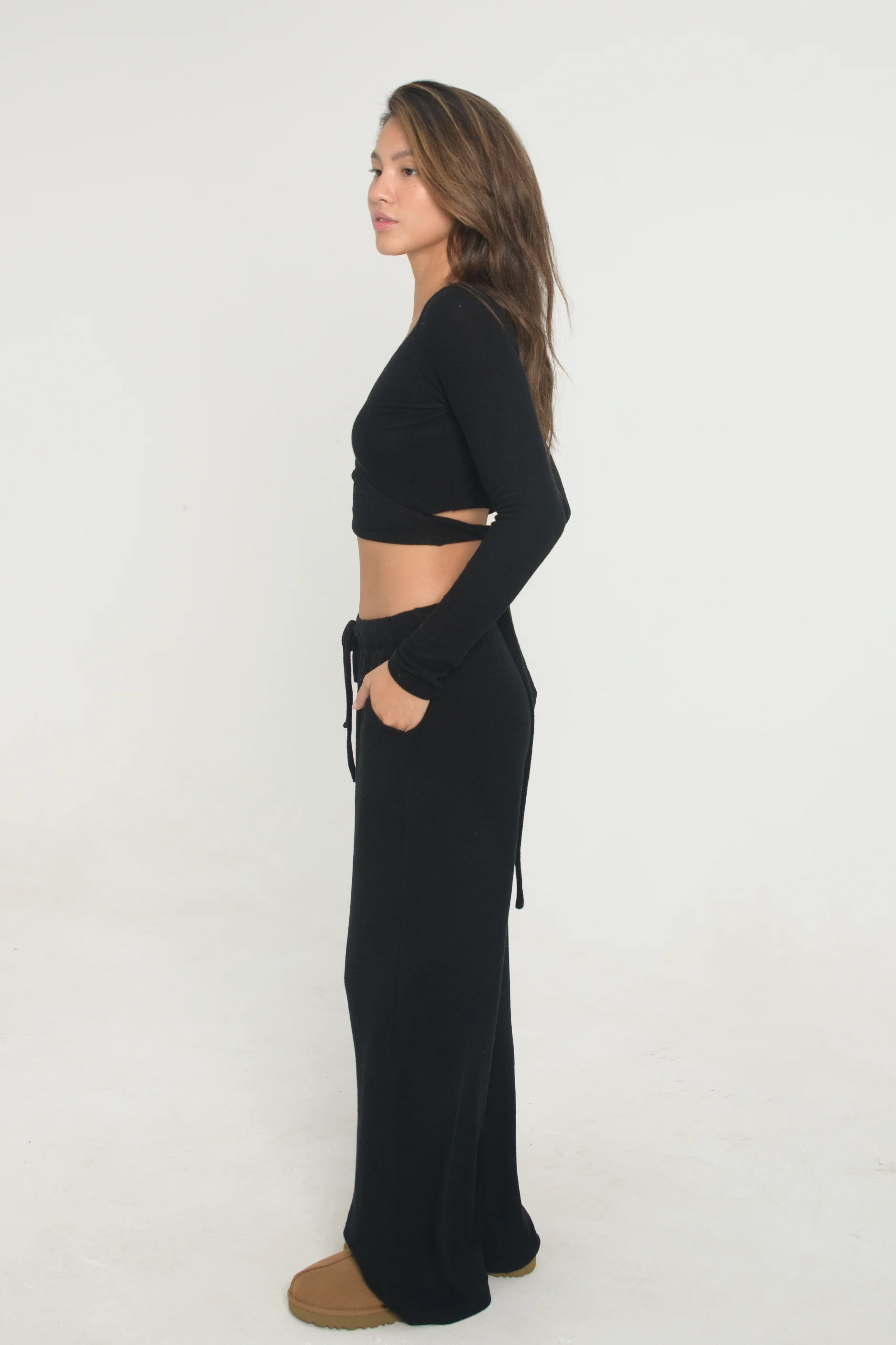 Wrap Sweater - Black - Image 3